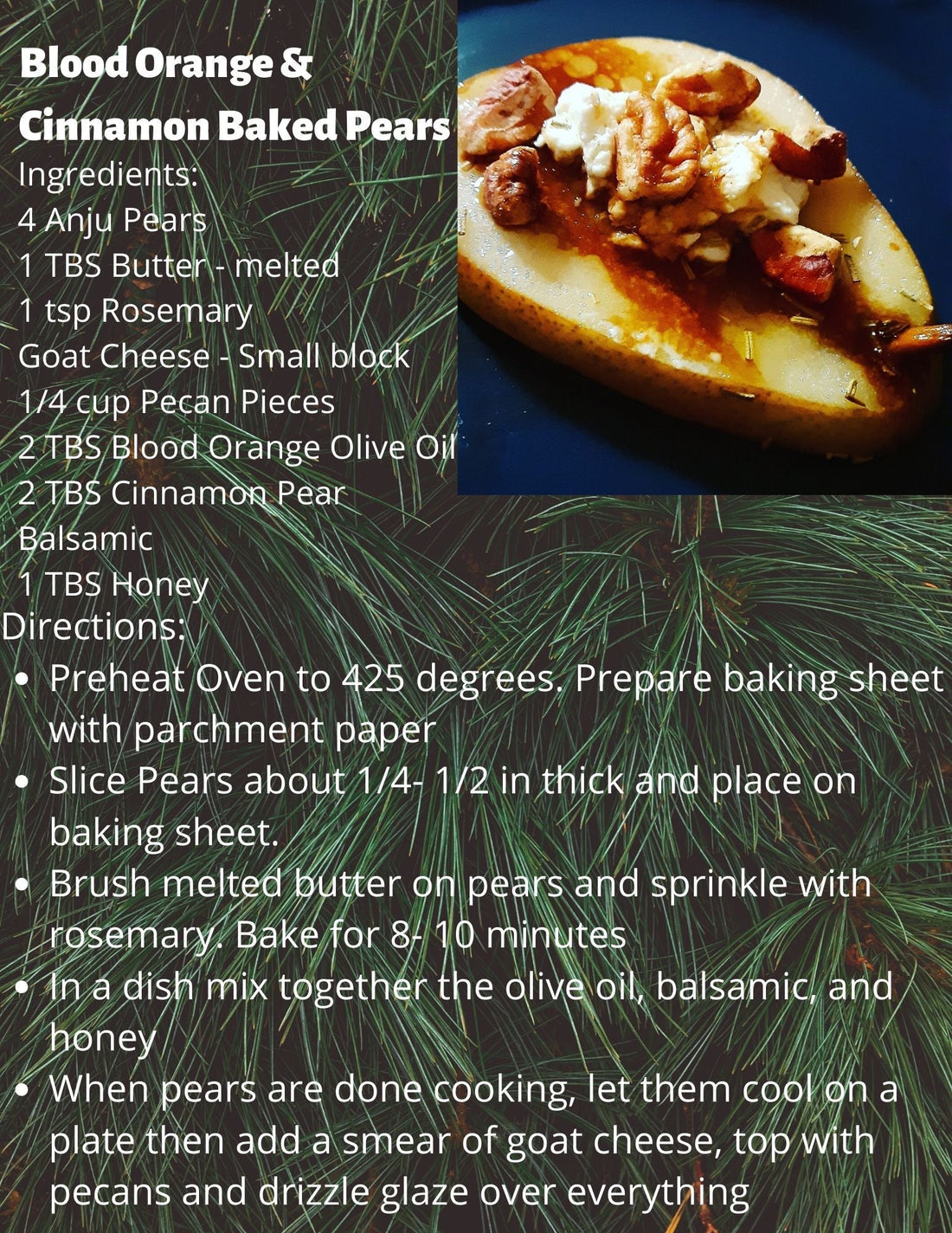 Baked pears with blood orange and cinnamon pear glaze