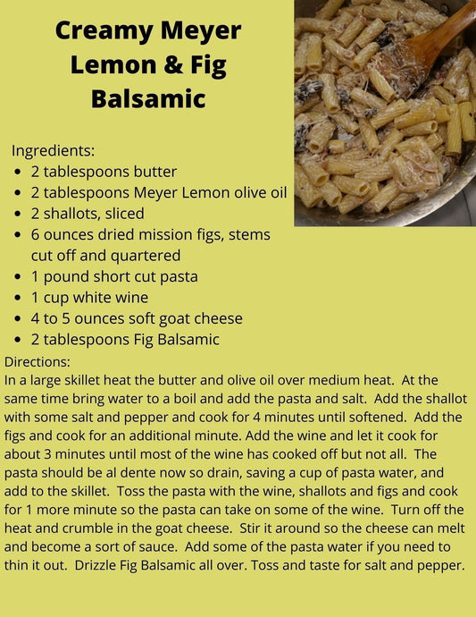 Creamy Meyer lemon and fig balsamic pasta