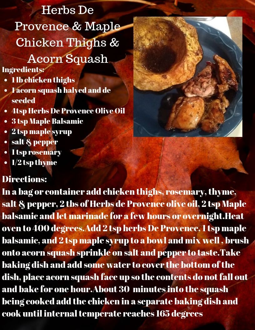Herbs de Provence chicken thighs with roasted acorn squash