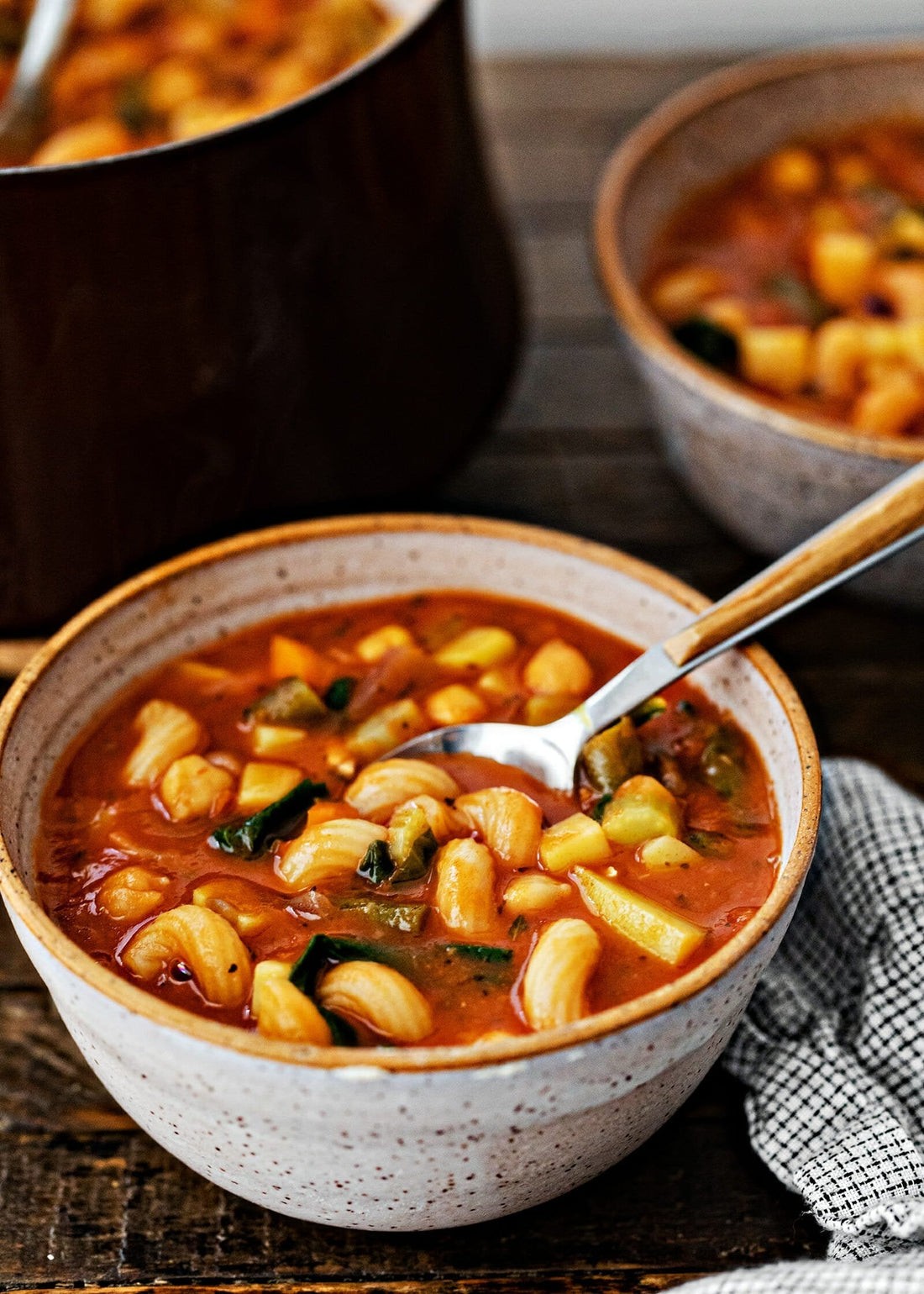 Italian minestrone soup with vegetables and beans