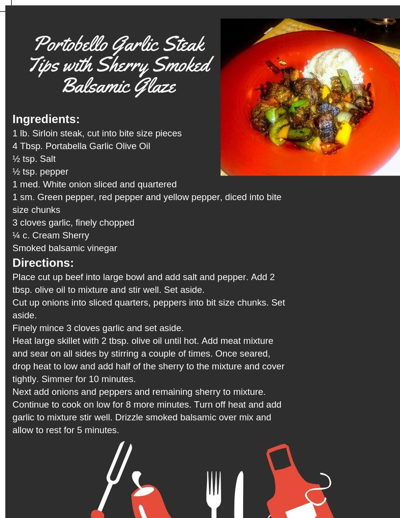 Portobello Garlic Steak Tips with Sherry Smoked Balsamic Vinegar