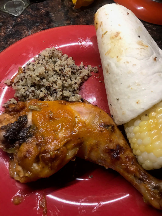 Apricot jalapeno chicken with honey ginger glaze