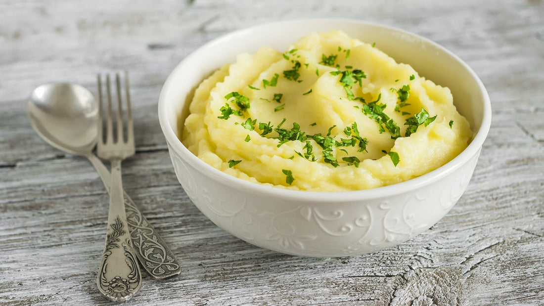 Creamy Parmesan garlic and truffle mashed potatoes in a bowl