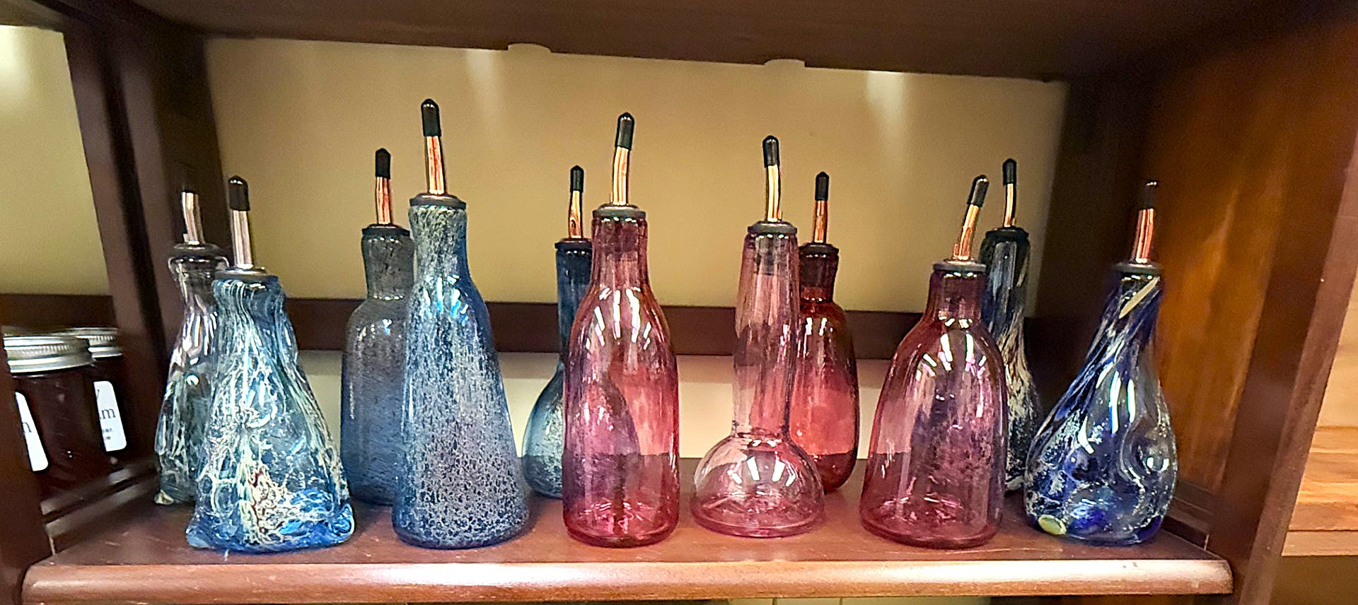 Cruets Signboard Artisan Blown Glass Cruets - Hand-Blown Oil & Vinegar Bottles | Durango ...