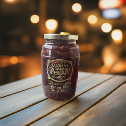 Traditional Southern Chocolate Pecan Pie in a Jar